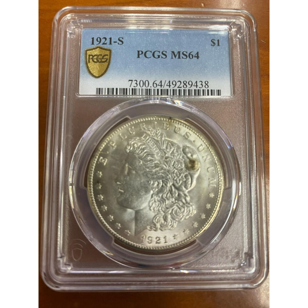 1921-S $1 Silver Morgan Dollar Graded by PCGS as MS-64