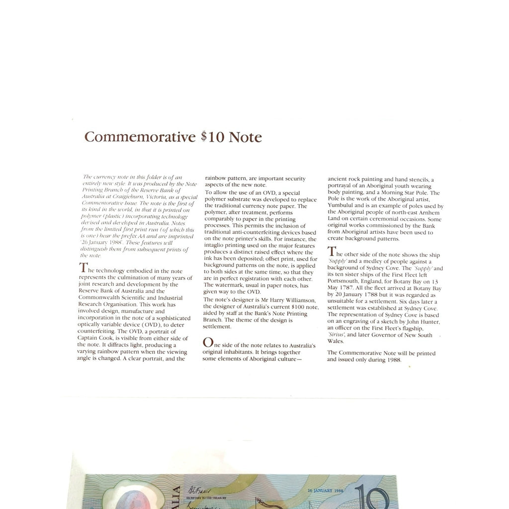 Lot of 6 Unique Commemorative Ten Dollar Legal Tender Australian Notes ...