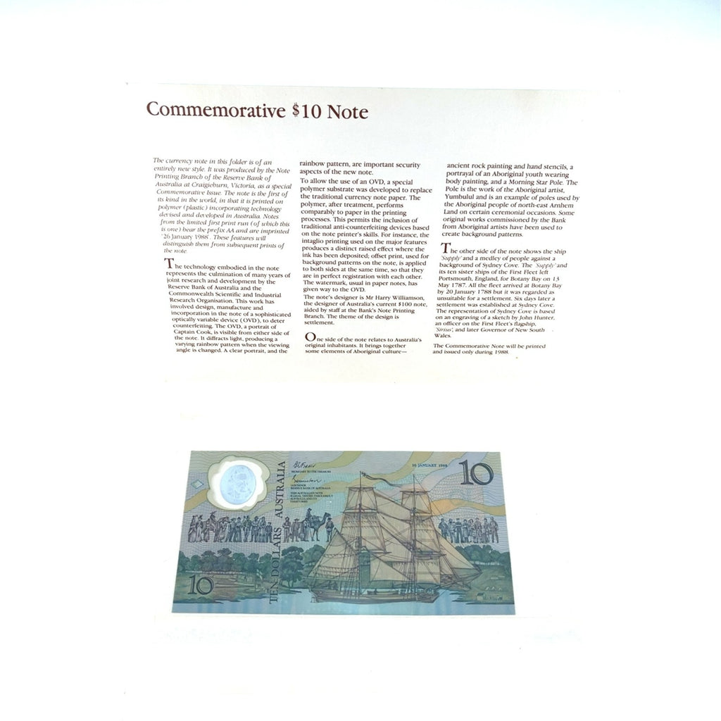 Lot of 6 Unique Commemorative Ten Dollar Legal Tender Australian Notes ...