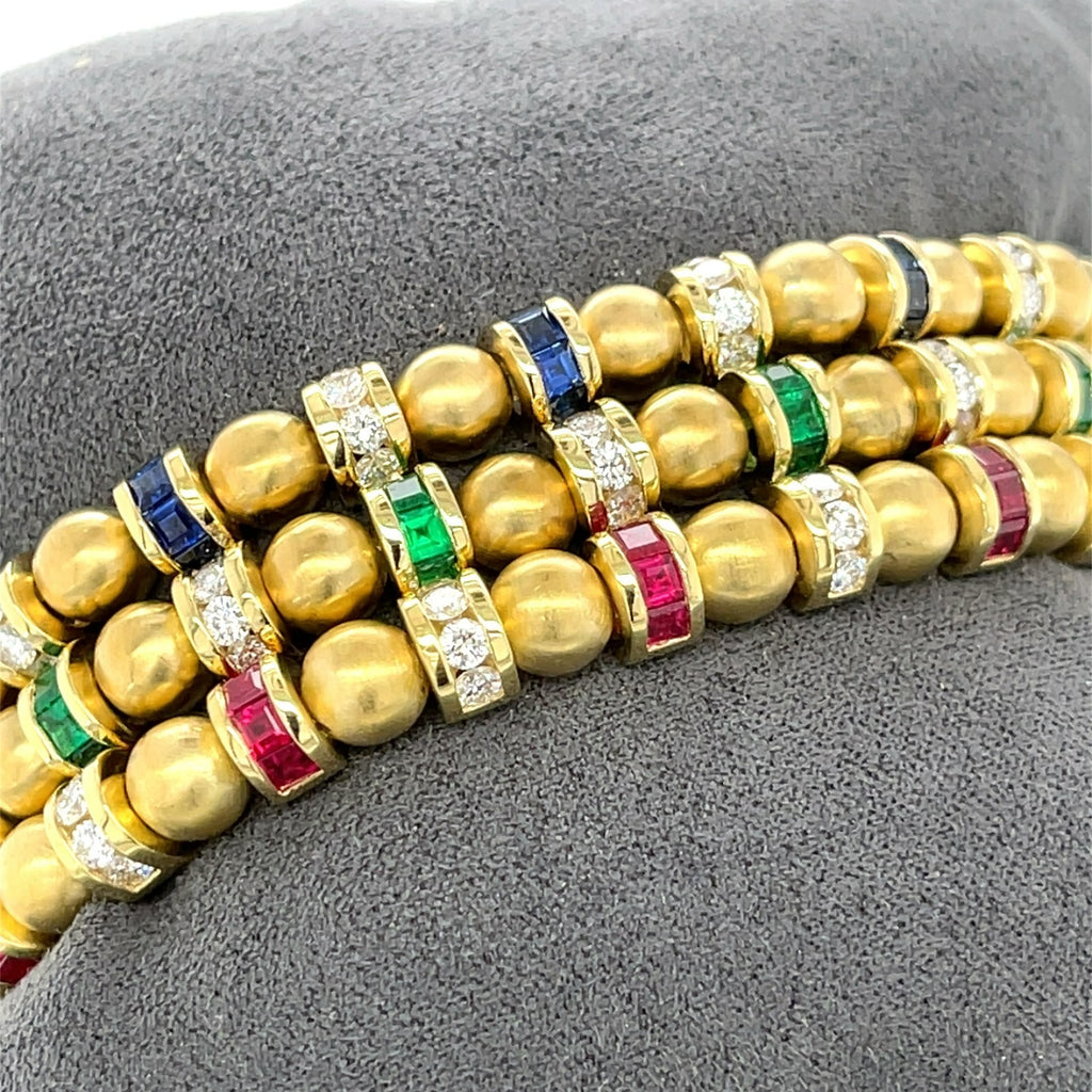Charles Krypell 18k Gold & Gemstone Station Bracelet, Size 7 (Matching Set Available)