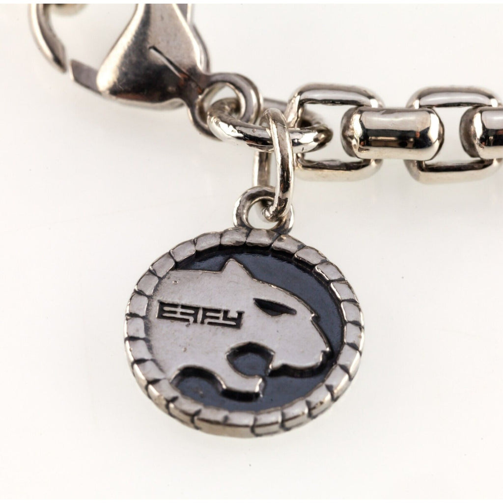 Effy Sterling Silver Venetian Link Bracelet w/ Panther Tag Charm 8.5"