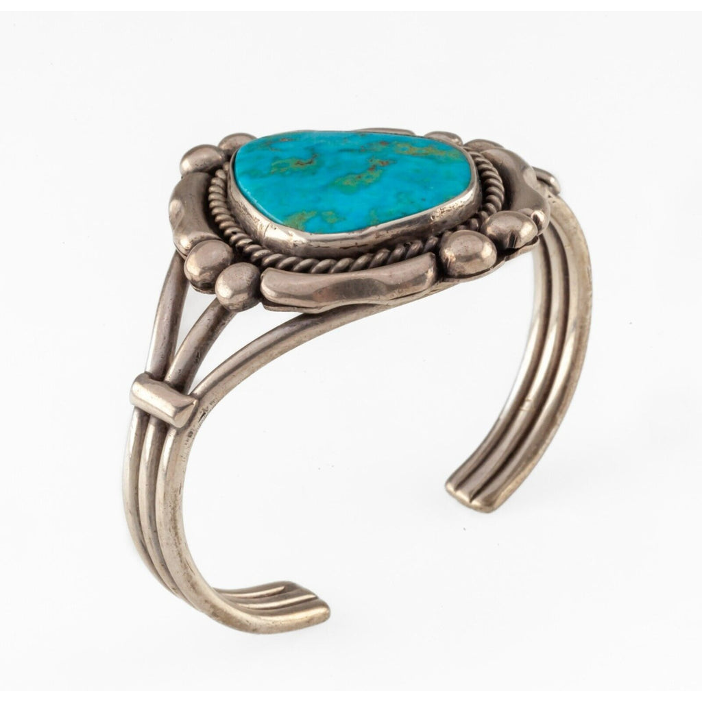 Vintage Navajo Turquoise Cuff Bracelet Unique Hand Signed! 41.3gr