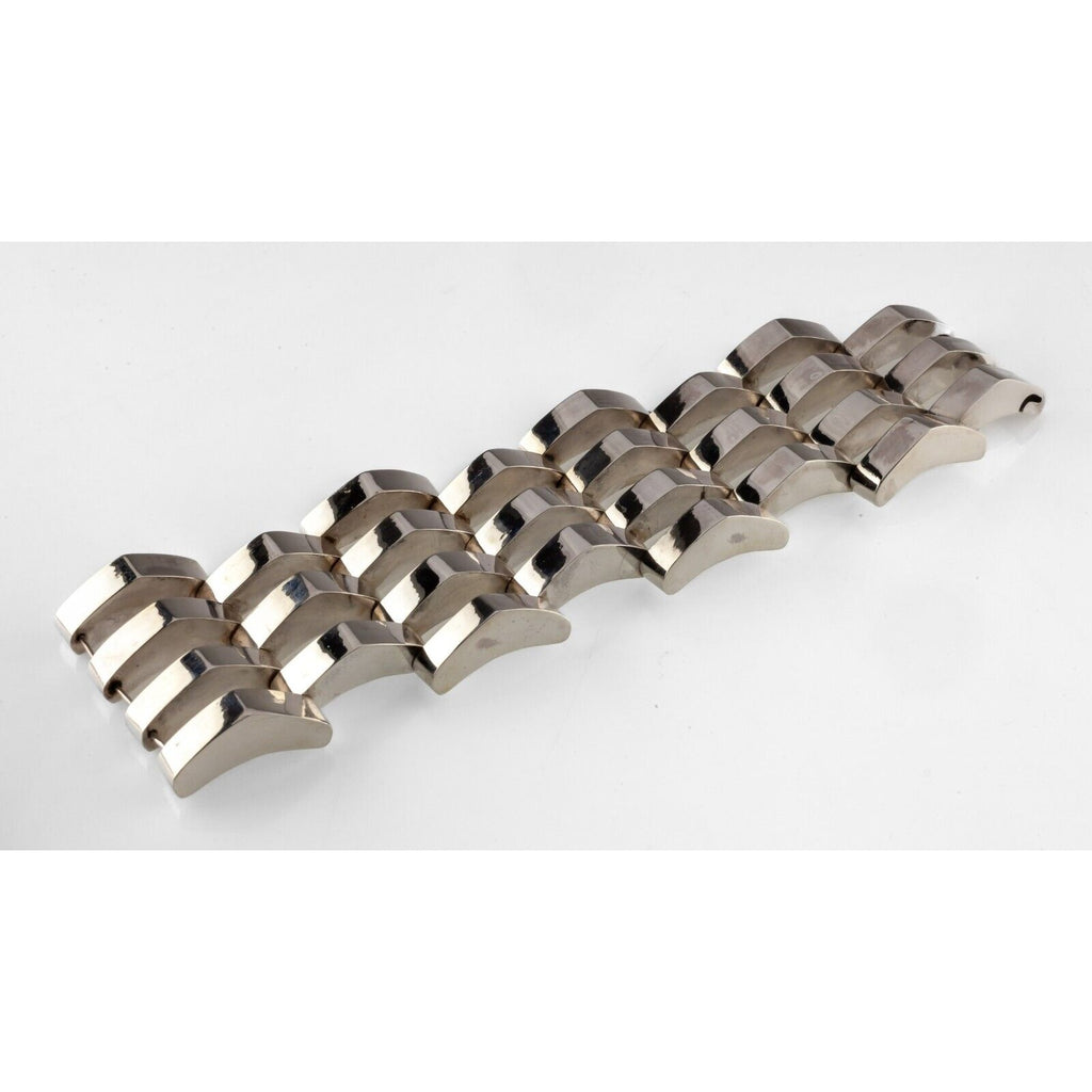 Gorgeous Sterling Silver Heavy Mutli-Link Wide Bracelet 8.25"