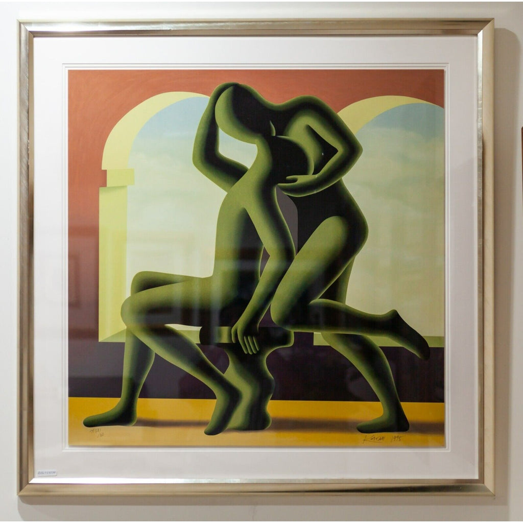 "The Kiss" by Mark Kostabi 1995 Framed Serigraph Trial Proof 28/60