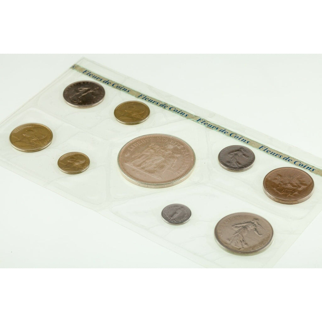 1975 France Proof 9 Coin Set Collection in Plastic w/ Box and CoA KM# SS12