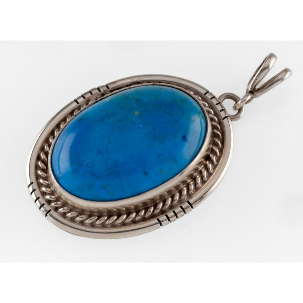 Amazing Turquoise Sterling Silver Pendant By Eddie Secatero, 45mm Tall, 11.8gr