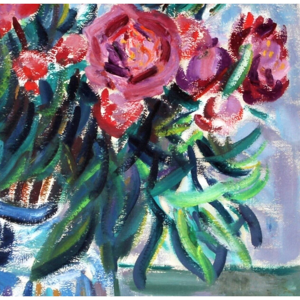 J. Koslovsky: Untitled - Still Life of Flowers in Vase Oil Painting Signed