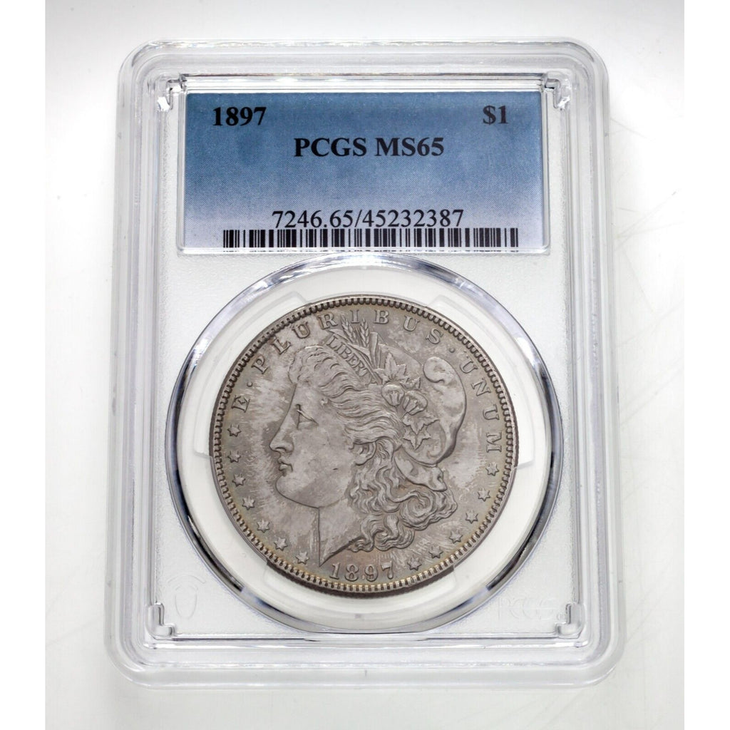 1897 $1 Morgan Dollar Graded By PCGS As MS65 Gorgeous Coin!