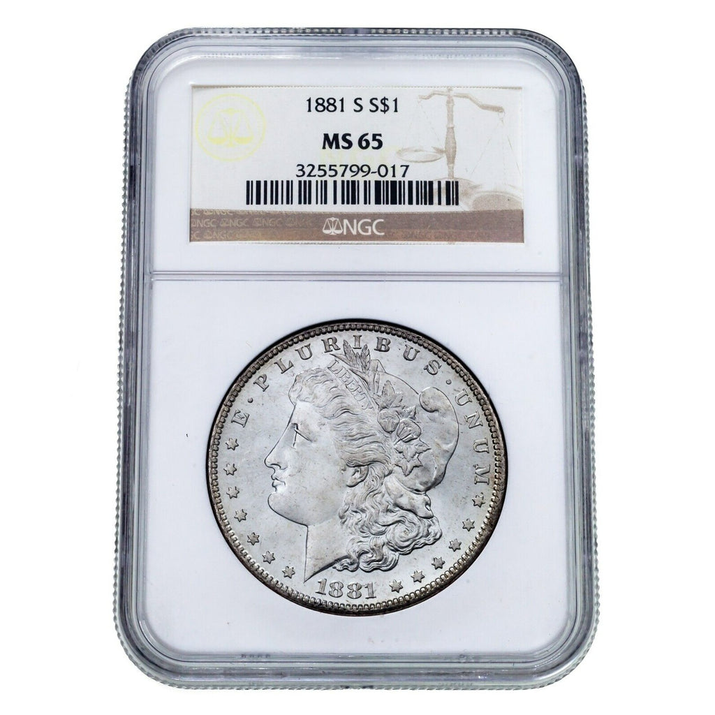 1881-S $1 Silver Morgan Dollar Graded by NGC as MS-65