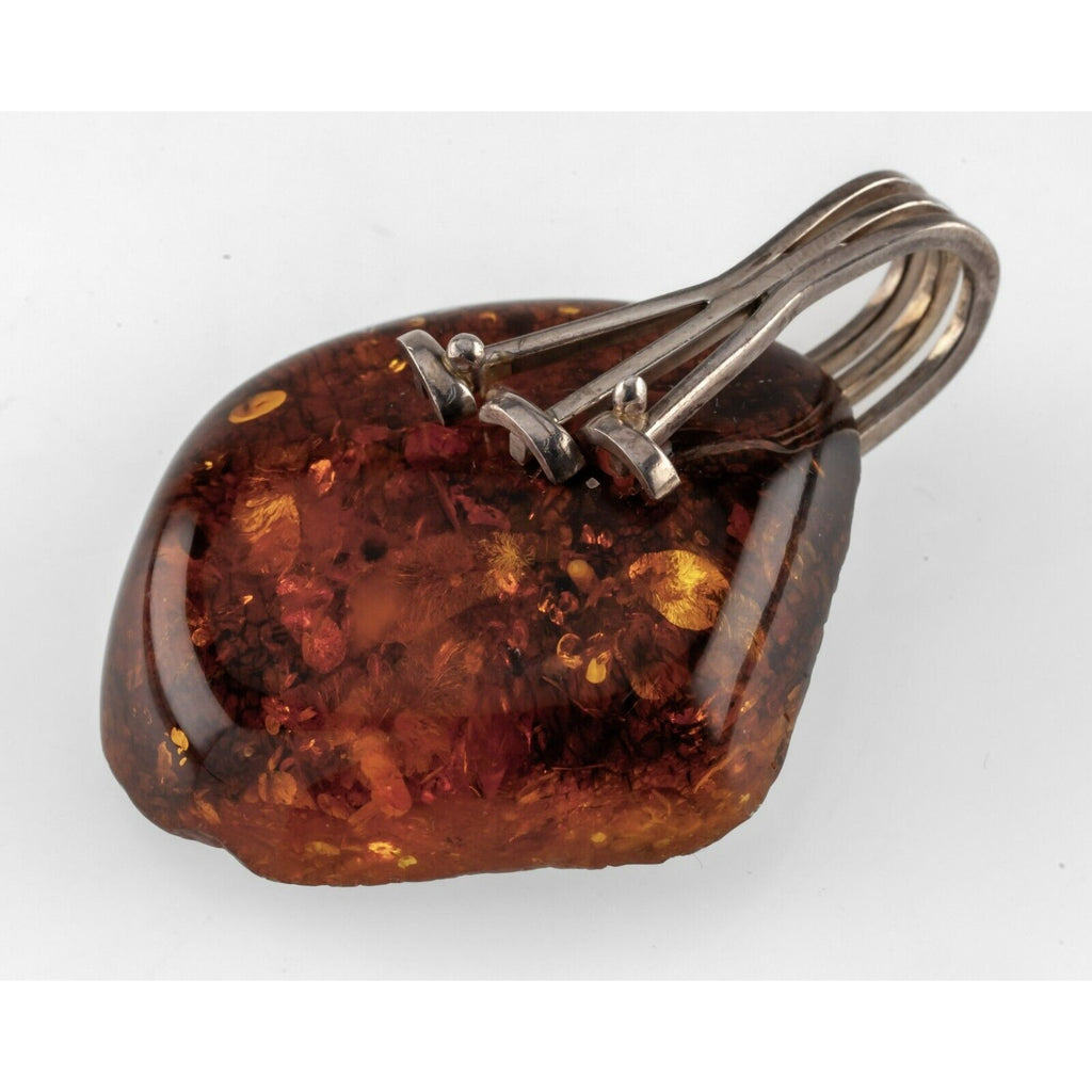 Gorgeous Sterling Silver Baltic Amber Singlet Pendant Beautiful Inclusions