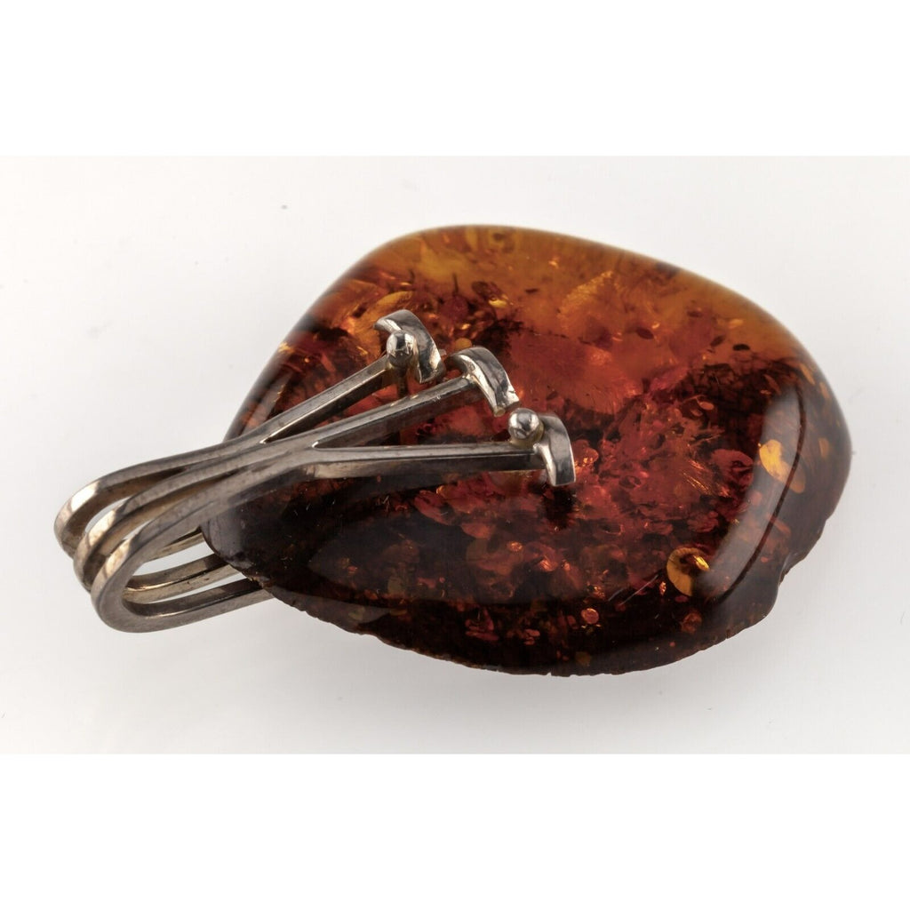 Gorgeous Sterling Silver Baltic Amber Singlet Pendant Beautiful Inclusions