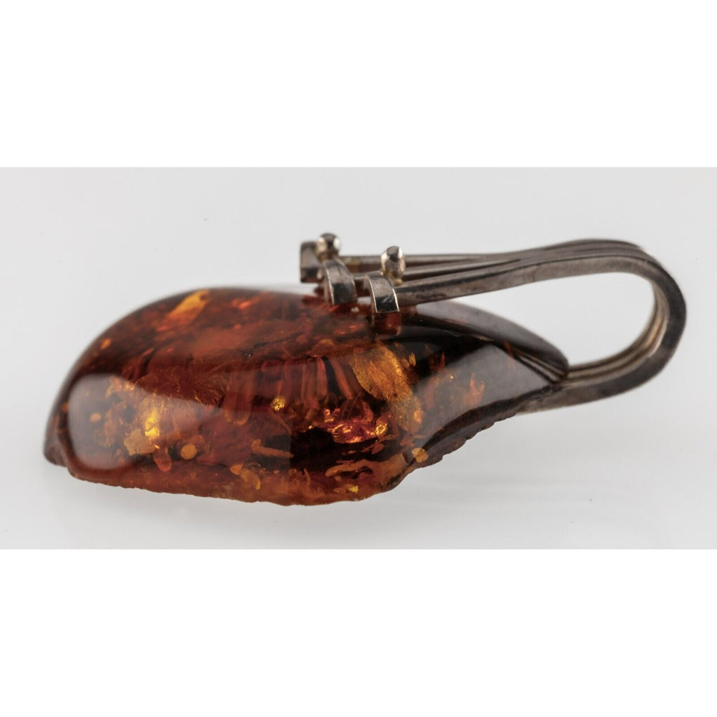 Gorgeous Sterling Silver Baltic Amber Singlet Pendant Beautiful Inclusions