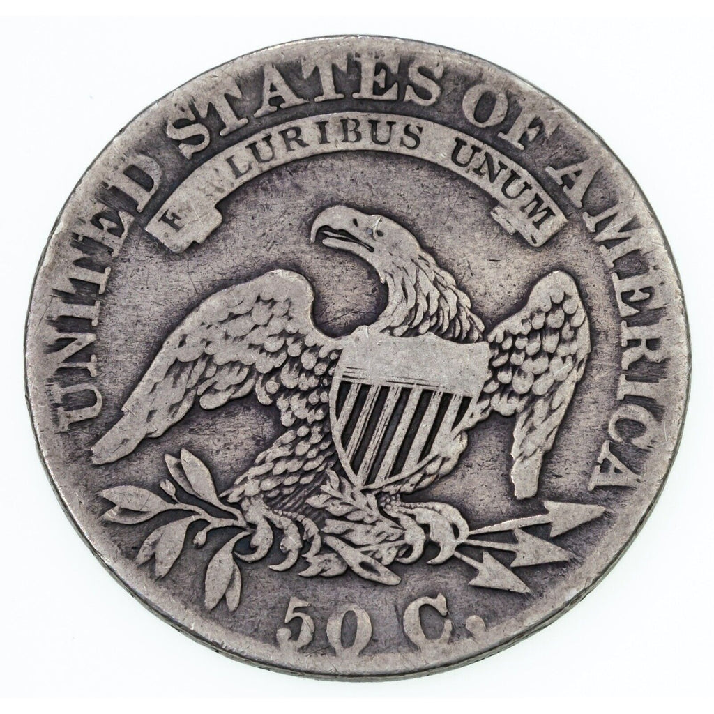 1832 50C Bust Half Dollar in Good+ Condition, Natural Color, VG Obverse