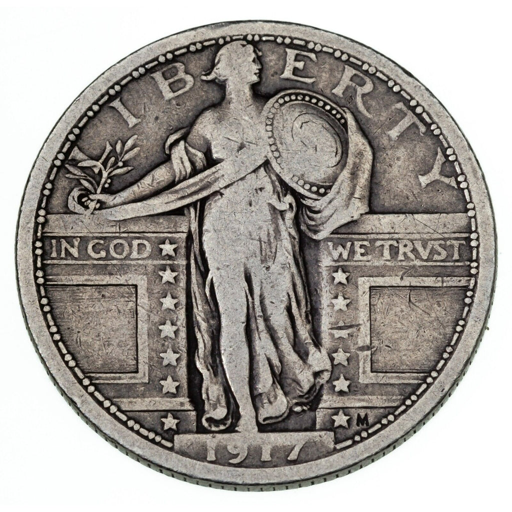1917 Type 1 25C Standing Liberty Quarter in Very Good+ VG+ Condition