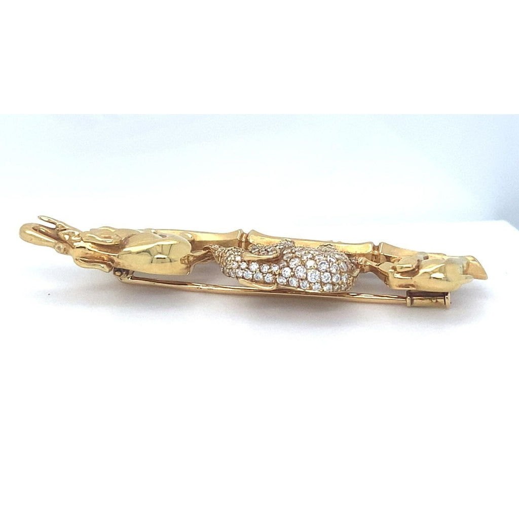 Cartier 18k Yellow Gold Elephant Family Brooch with Emerald & Diamond Accents