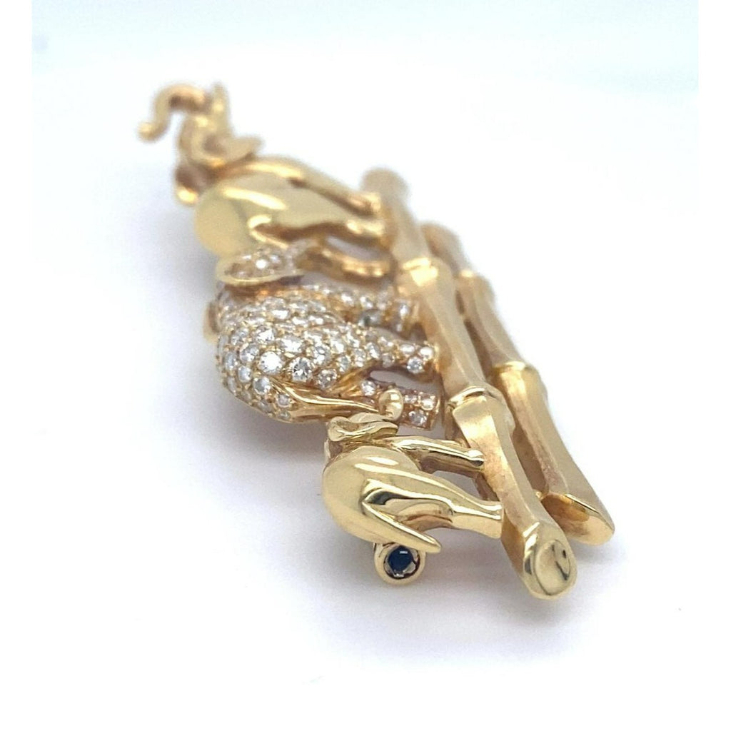 Cartier 18k Yellow Gold Elephant Family Brooch with Emerald & Diamond Accents