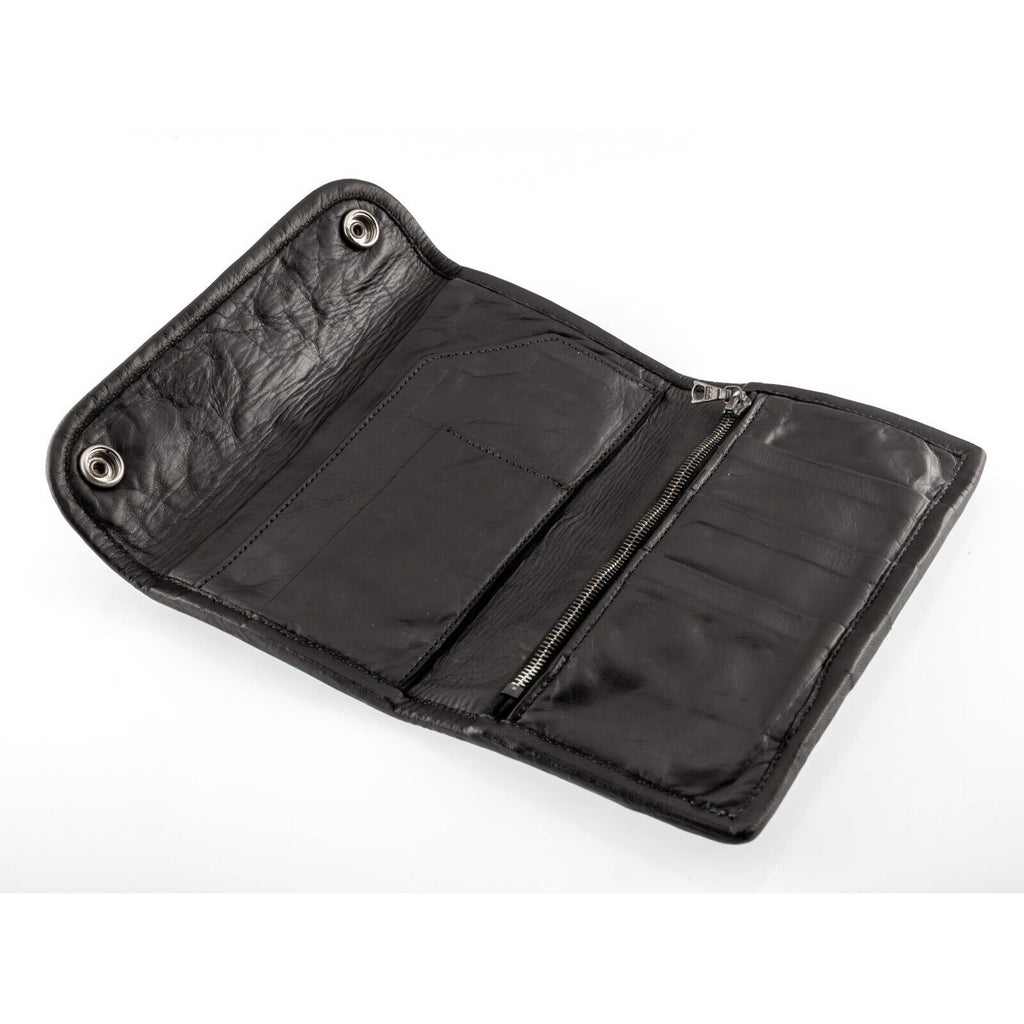 Travis Walker Leather Double Cross Shark Skin Wallet Silver Accents
