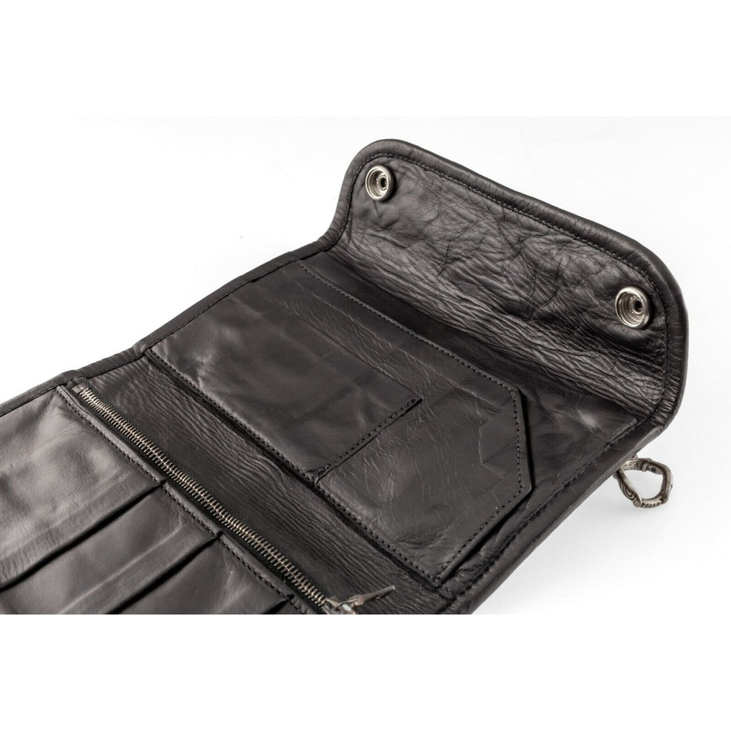 Travis Walker Leather Double Cross Shark Skin Wallet Silver Accents