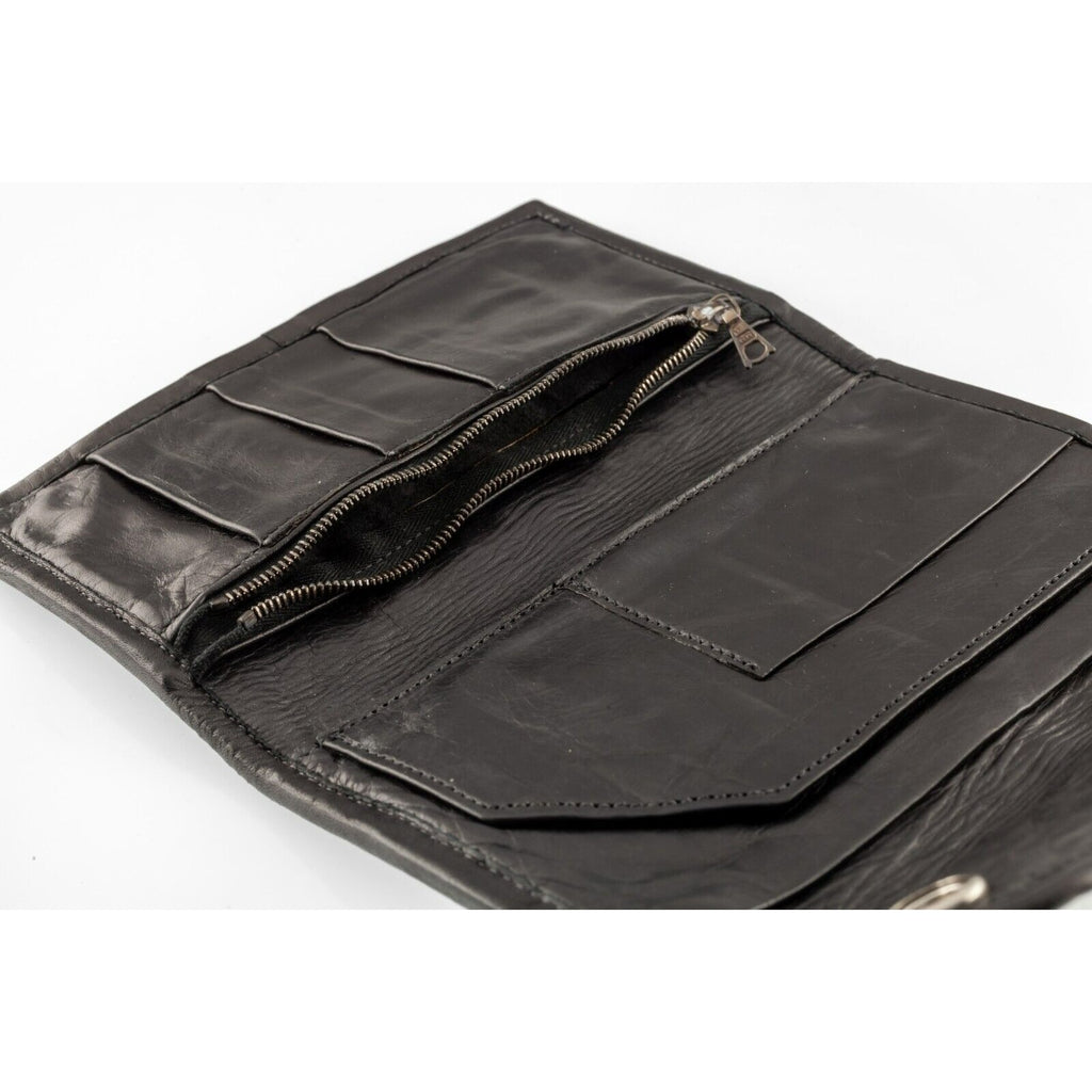 Travis Walker Leather Double Cross Shark Skin Wallet Silver Accents