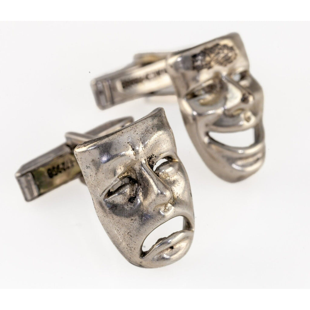 Sterling Silver Drama Comedy and Tragedy Mask Cufflinks Gorgeous!