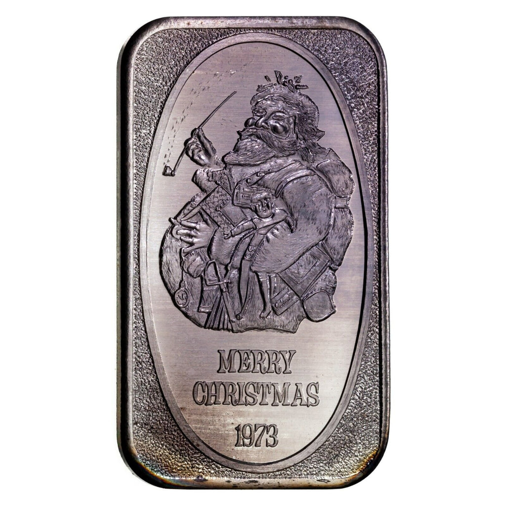 1973 Merry Christmas - USSC Mint 1 oz. Silver Art Bar