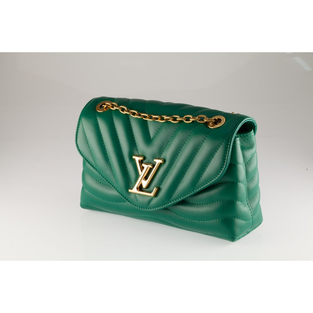Louis Vuitton New Wave Calfskin Flap Bag MM Teal Green Box and Dustbag