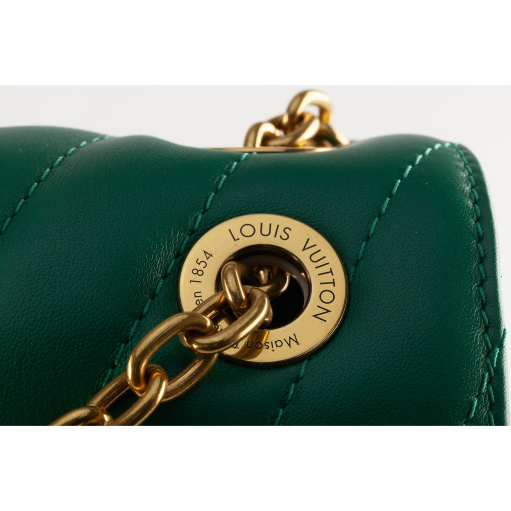 Louis Vuitton New Wave Calfskin Flap Bag MM Teal Green Box and Dustbag