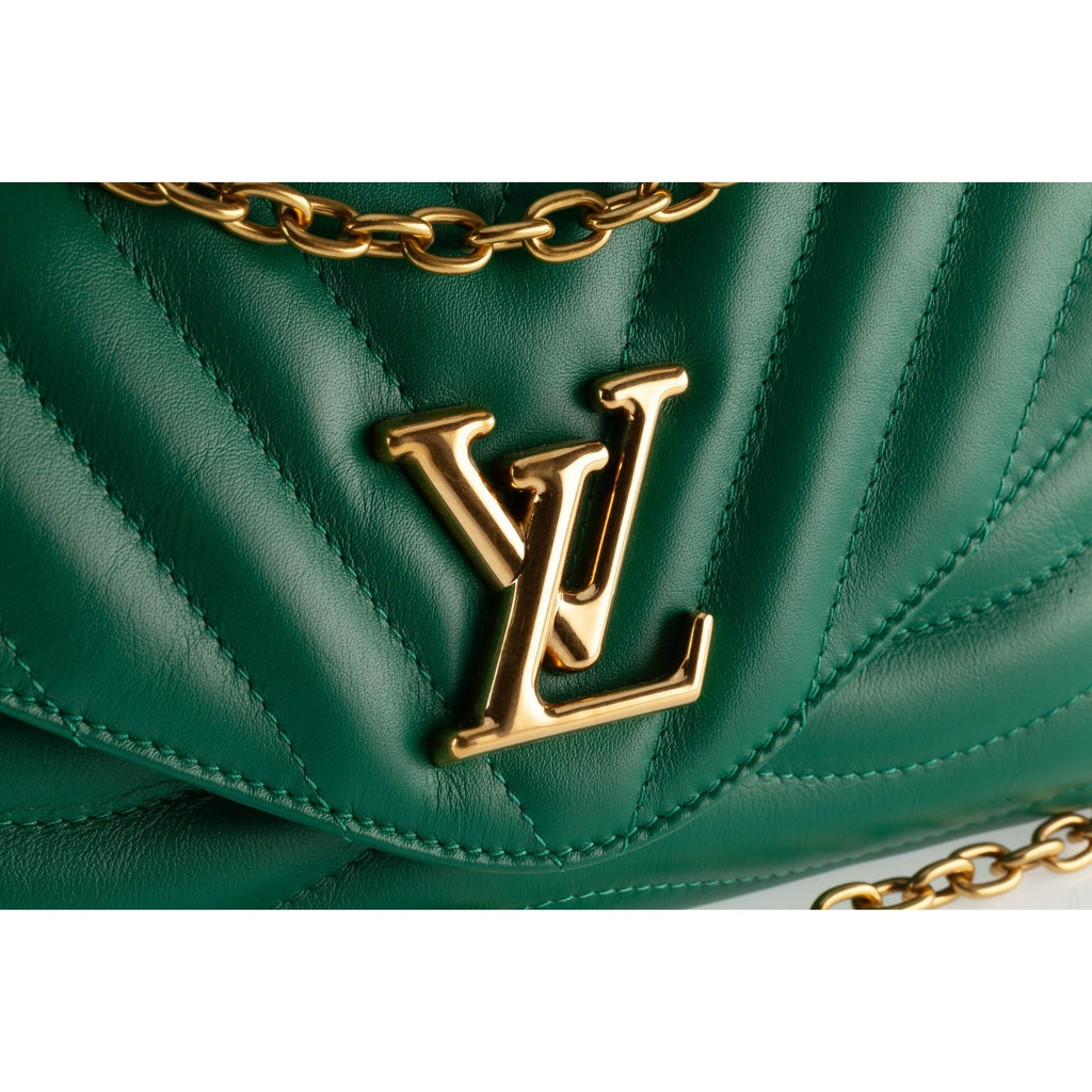 Louis Vuitton New Wave Calfskin Flap Bag MM Teal Green Box and Dustbag
