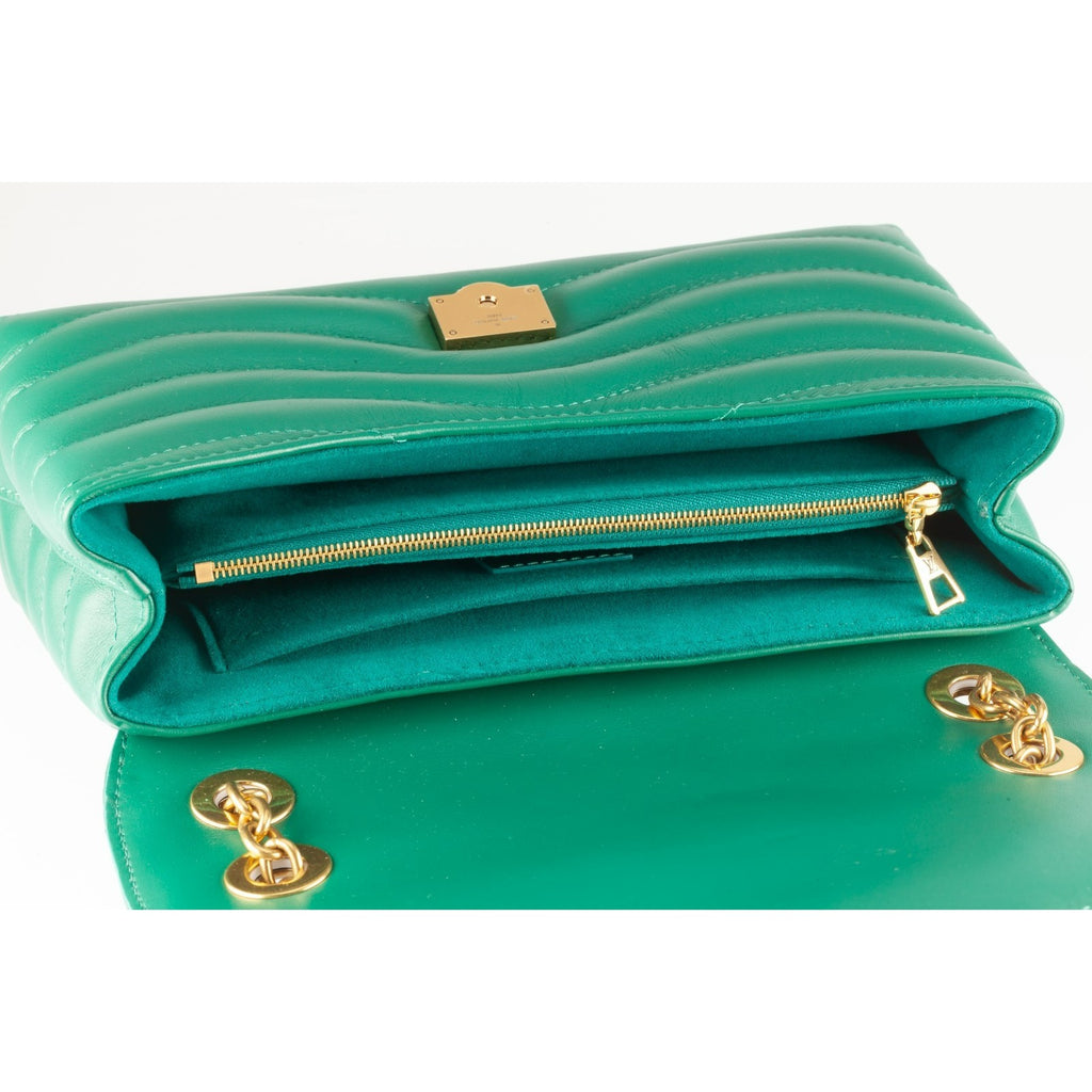 Louis Vuitton New Wave Calfskin Flap Bag MM Teal Green Box and Dustbag