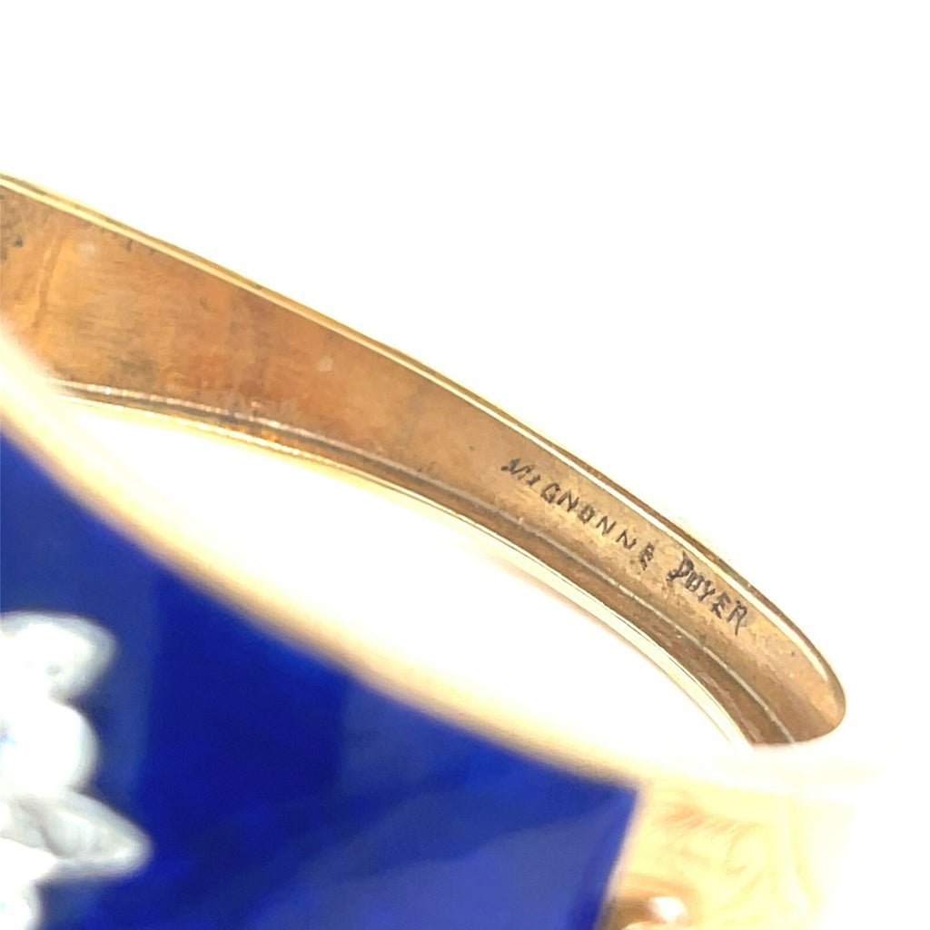 Platinum and 14k Gold Enamel Antique 4.5ct Diamond Hinged Bangle Bracelet 48g