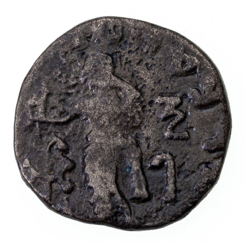 Indo-Scythian Empire, Azes II 35 BC- 5 AD Billon Drachm Coin 2.1g/ 14.4mm