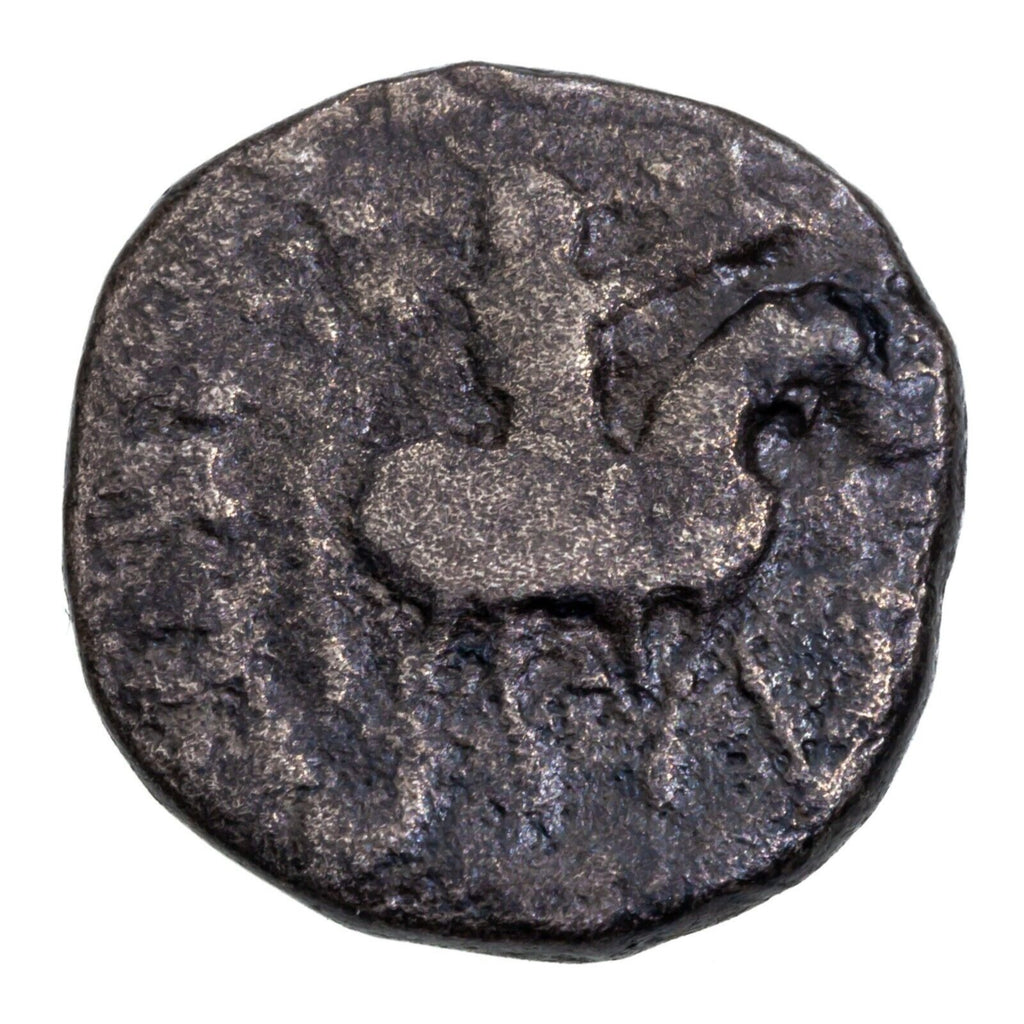 Indo-Scythian Empire, Azes II 35 BC- 5 AD Billon Drachm Coin 2.1g/ 14.4mm