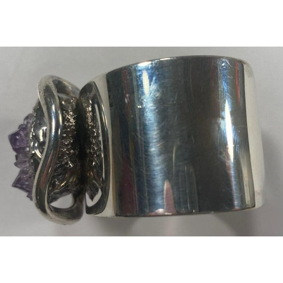 Walter Arnesan Danish Sterling Silver Cuff Bracelet with Amethyst Crystal