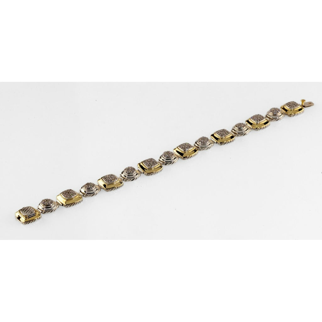 David Yurman Sterling Silver and 18k Yellow Gold Albion Station Diamond Bracelet