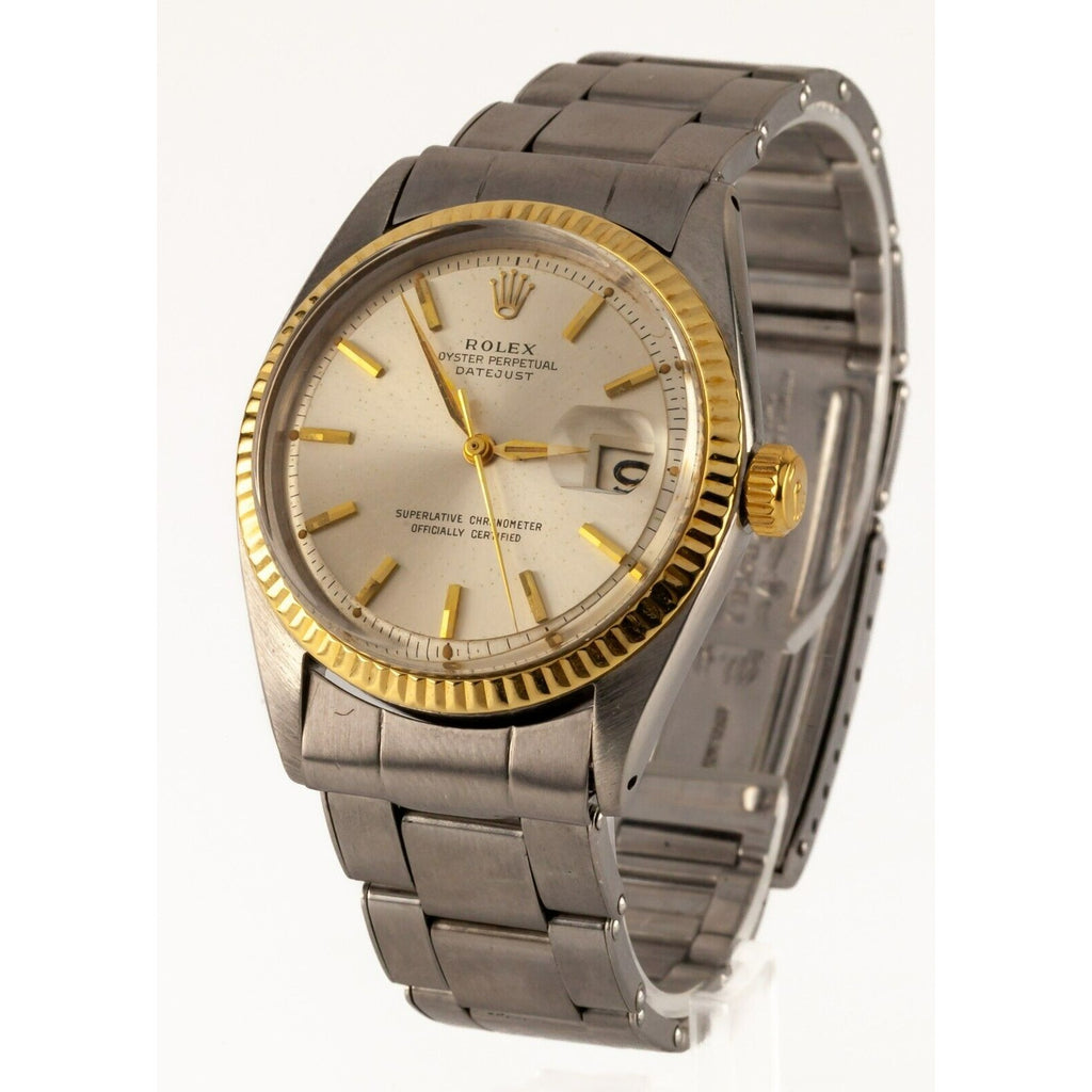 Rolex Men's Datejust Stainless Steel Oyster Band 1601 w/ Yellow Gold Bezel