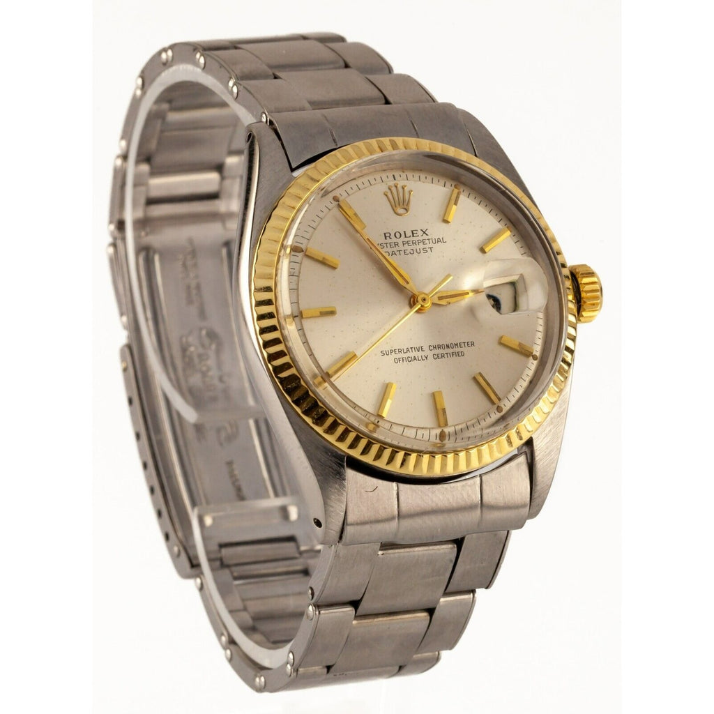 Rolex Men's Datejust Stainless Steel Oyster Band 1601 w/ Yellow Gold Bezel