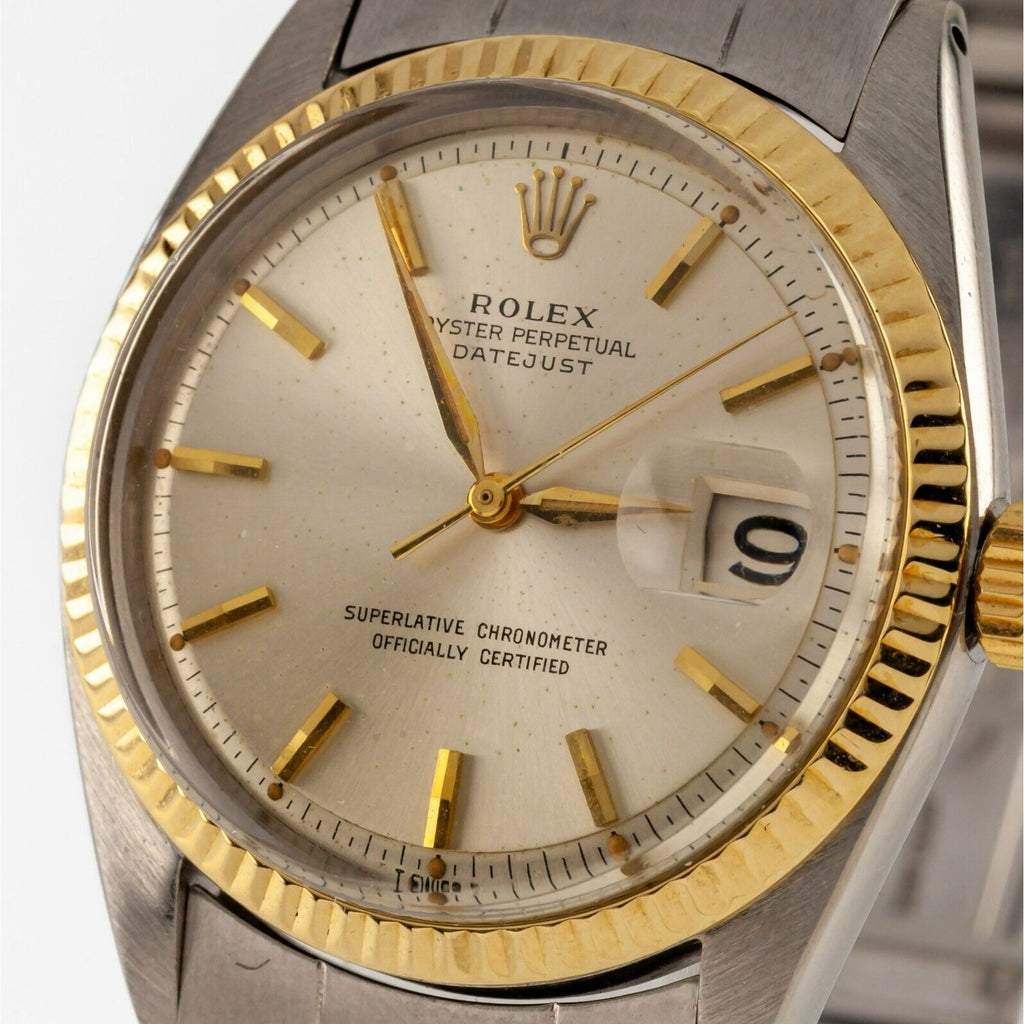 Rolex Men's Datejust Stainless Steel Oyster Band 1601 w/ Yellow Gold Bezel