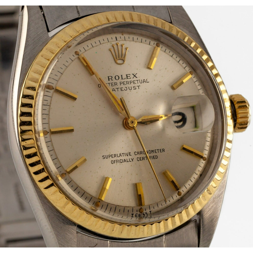 Rolex Men's Datejust Stainless Steel Oyster Band 1601 w/ Yellow Gold Bezel