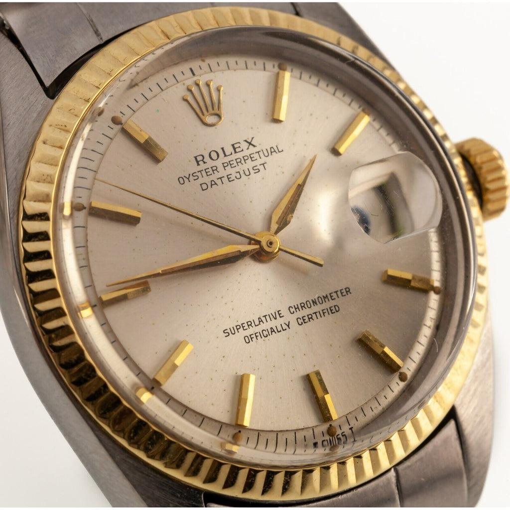 Rolex Men's Datejust Stainless Steel Oyster Band 1601 w/ Yellow Gold Bezel
