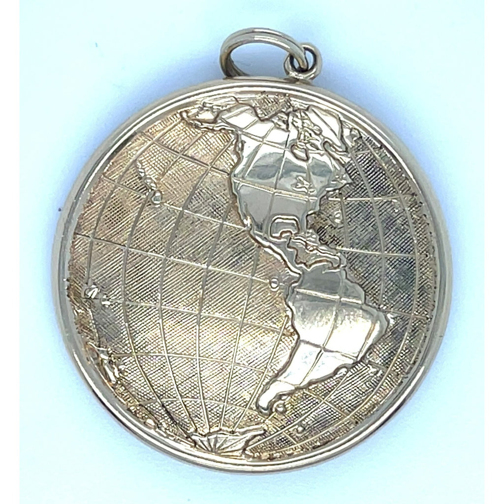 14k Yellow Gold Adorable Globe Earth Map Pendant
