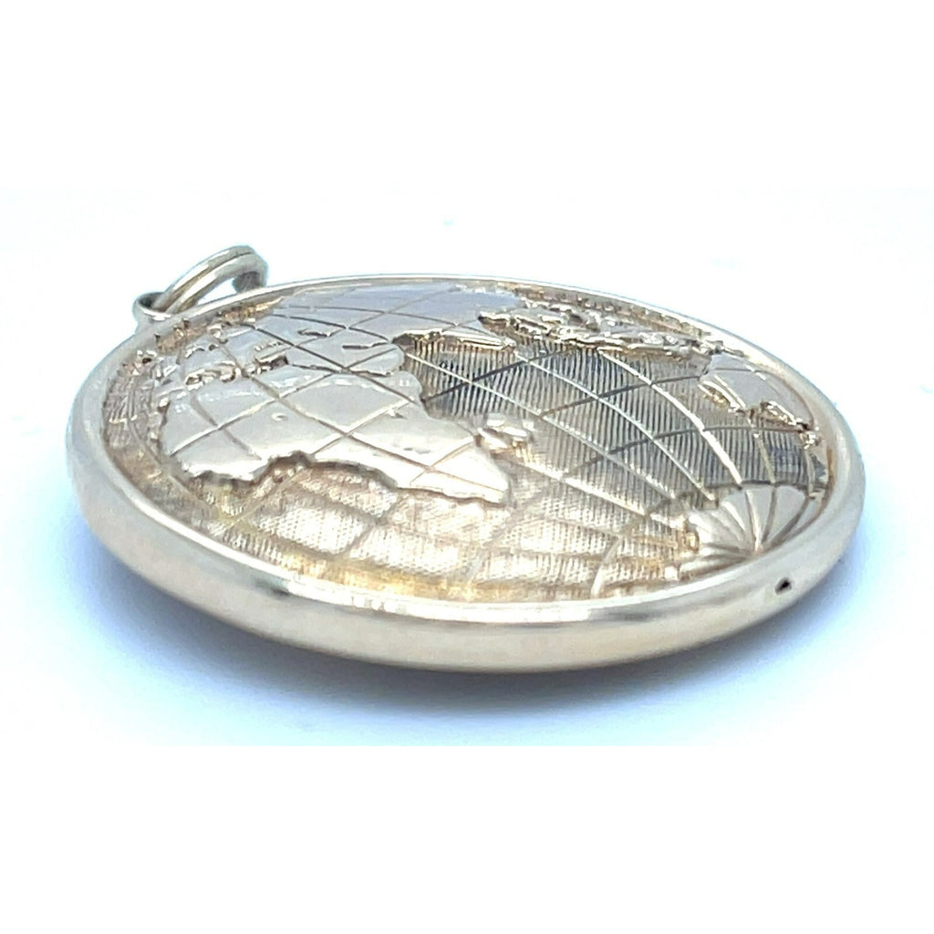 14k Yellow Gold Adorable Globe Earth Map Pendant