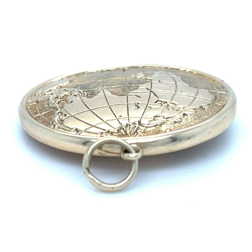 14k Yellow Gold Adorable Globe Earth Map Pendant
