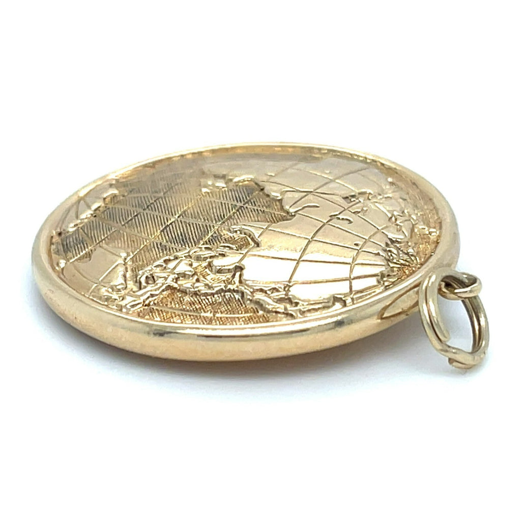 14k Yellow Gold Adorable Globe Earth Map Pendant