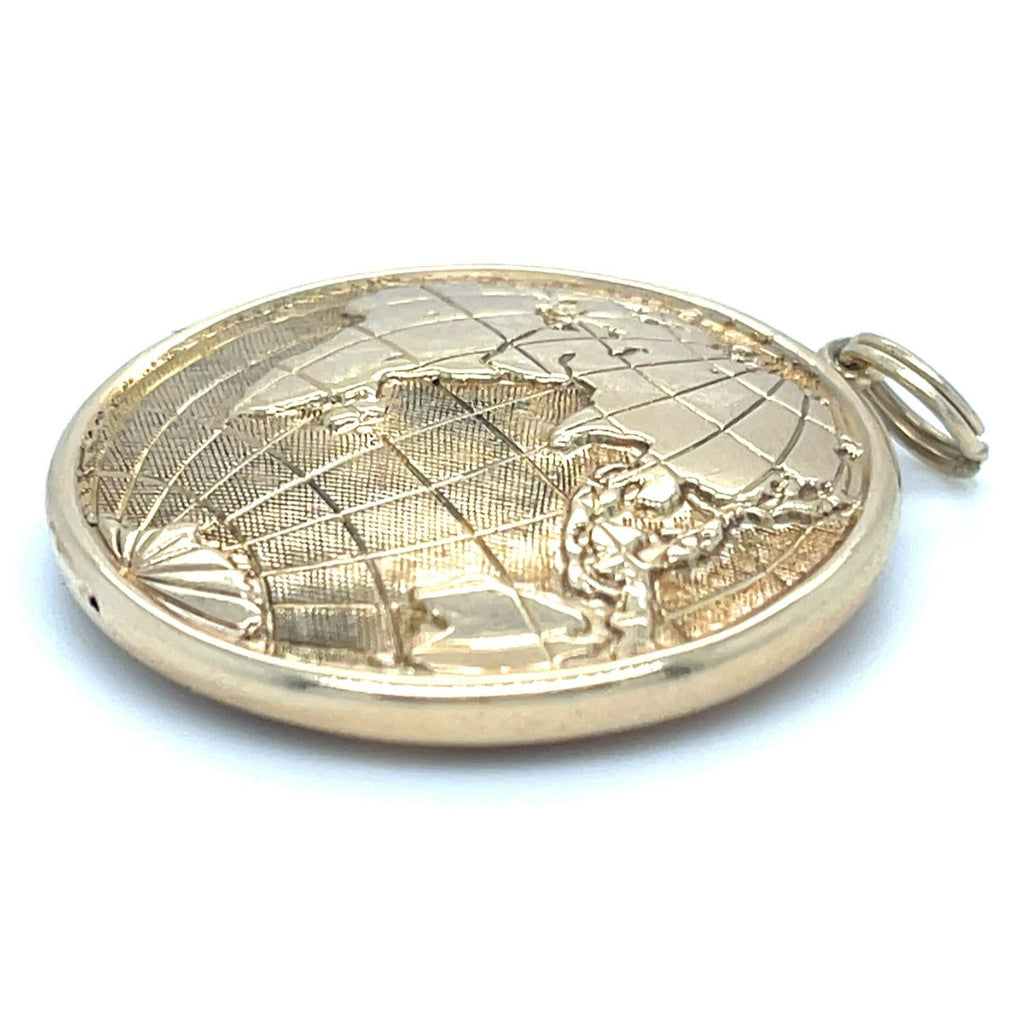 14k Yellow Gold Adorable Globe Earth Map Pendant