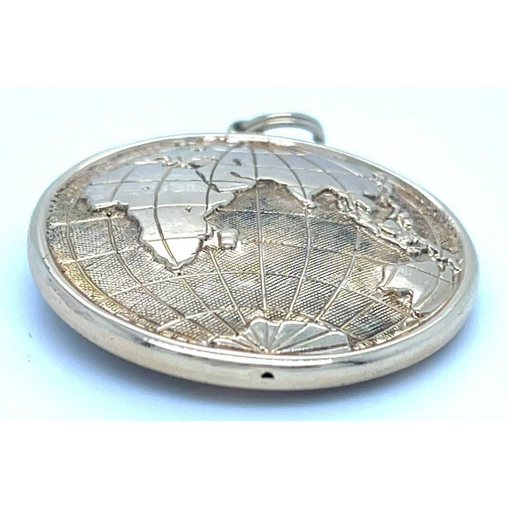 14k Yellow Gold Adorable Globe Earth Map Pendant
