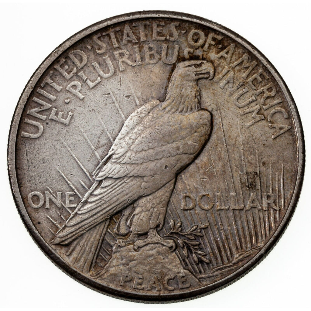 1921 $1 Silver Peace Dollar in Very Fine VF Condition, Graffiti on Reverse