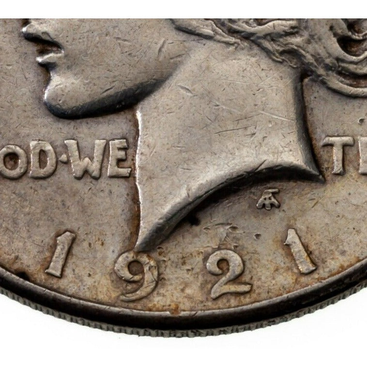 1921 $1 Silver Peace Dollar in Very Fine VF Condition, Graffiti on Reverse