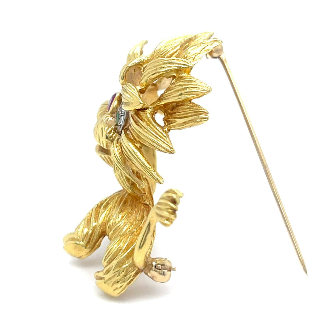 Cartier 18k Gold Emerald, Ruby and Diamond Lion Dragon Brooch Vintage