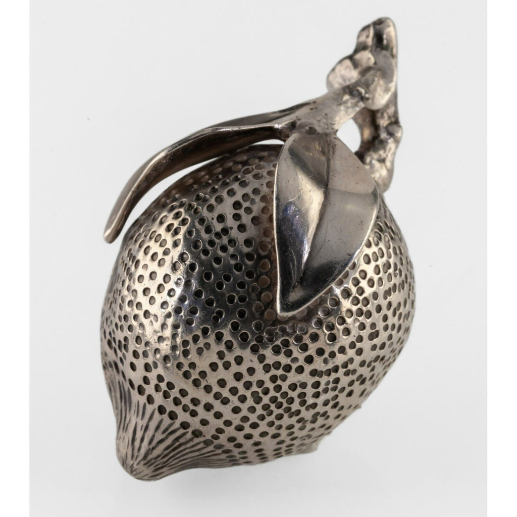 Lot of Two Silverplate Fruit Paperweights Lemon and Strawberry