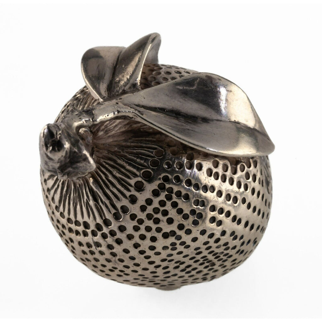 Lot of Two Silverplate Fruit Paperweights Lemon and Strawberry